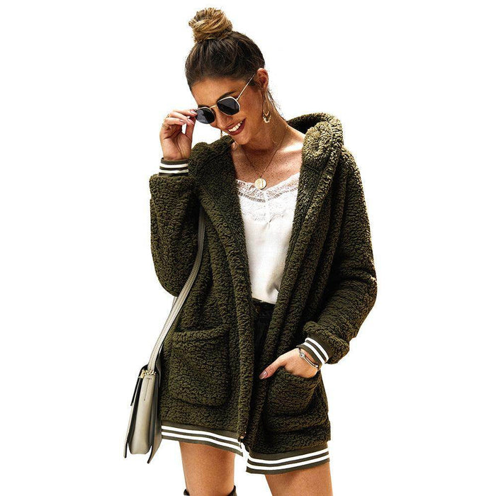 Hooded fur coat long top - Magellan Fashion Shop