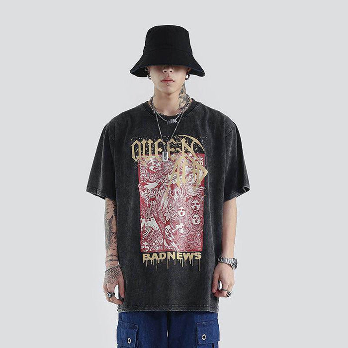 National Tide Crowngrade Sand Washing And Old Heavy Short-Sleeved - Magellan Fashion Shop