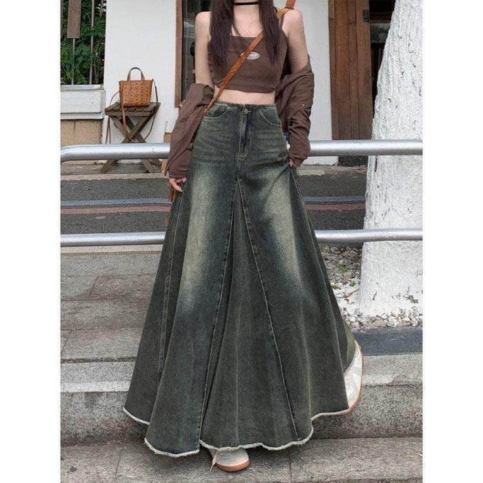 High Waist Slimming Mid Length A Line Sheath Fishtail Large Swing Skirt - Magellan Fashion Shop