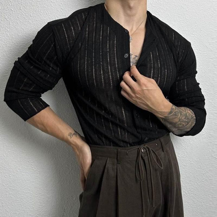 Solid Color Hollow Round Neck Hollow Cardigan - Magellan Fashion Shop
