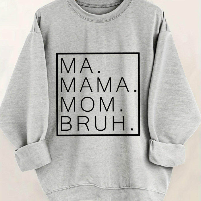 Letter Print Casual Long Sleeve Crew Neck Pullover Sweatshirt - Magellan Fashion Shop