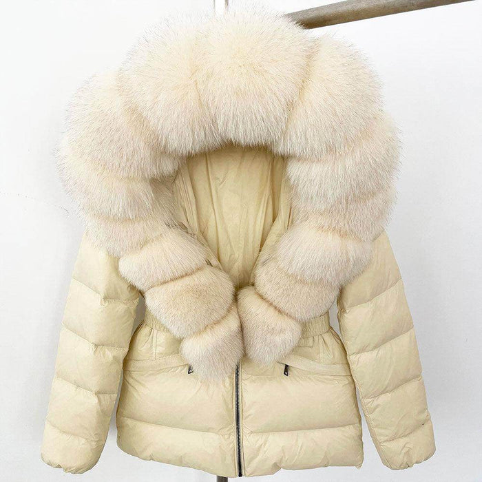 Short Women's Thickened Slim Fit Waist-tight Fur Down Jacket - Magellan Fashion Shop