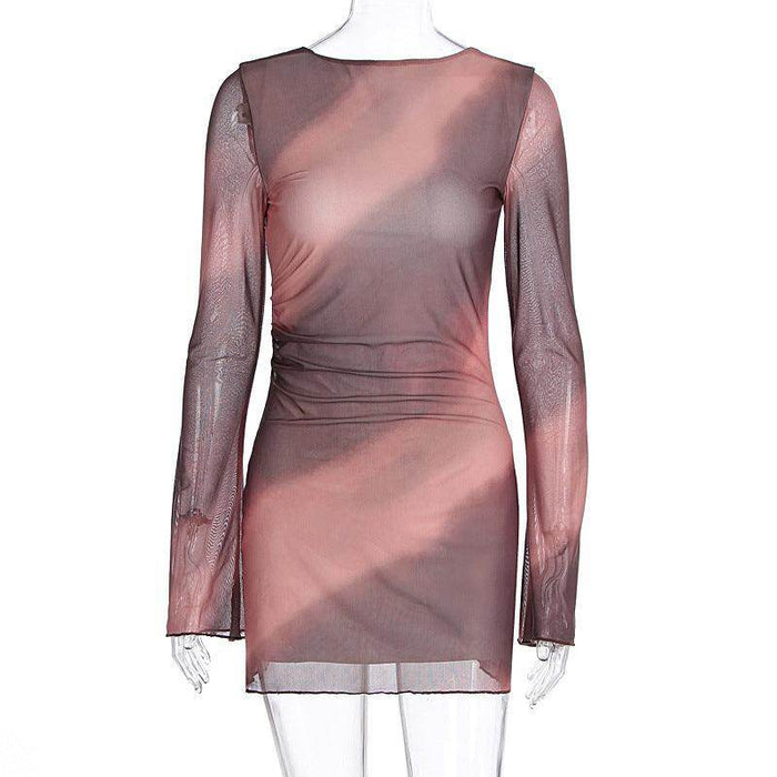 Women's Fashion Double Layer Printed Waist-controlled Dress - Magellan Fashion Shop