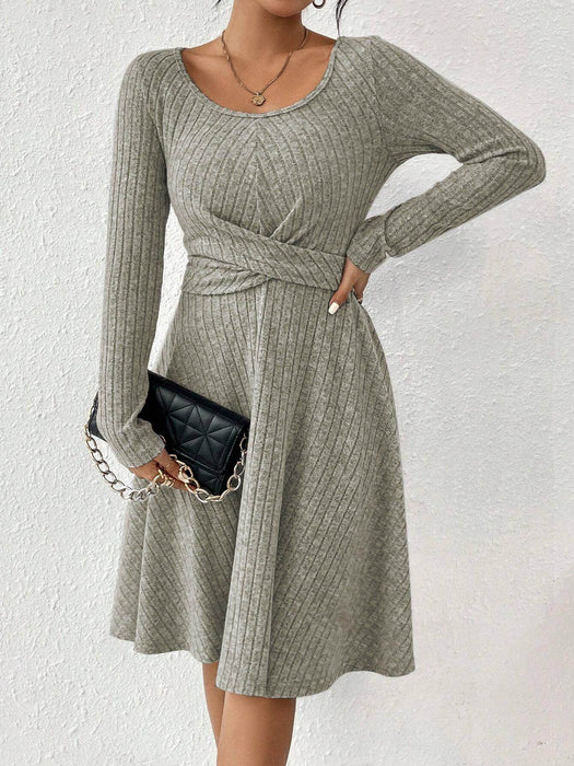 Sunken Stripe Long Sleeve Dress Top For Women - Magellan Fashion Shop