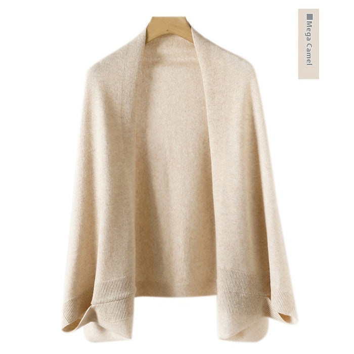 Women's Cashmere Shawl Knitting Cape Dual Purpose Scarf