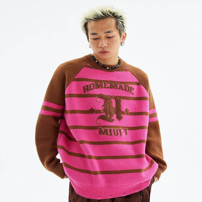 American Plush Striped Tattered Sweaters Cut Men And Women - Magellan Fashion Shop