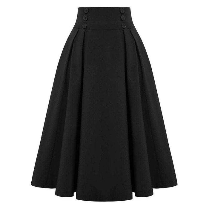 Women's Fashion Casual Skirt With Pockets Retro High Waist Pleated - Magellan Fashion Shop