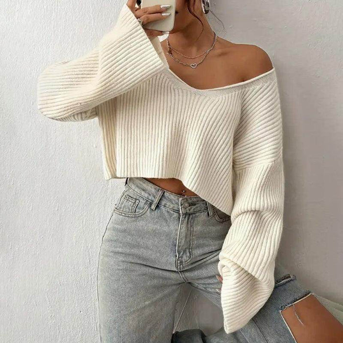 Women's Sweater Short Midriff-baring Loose Drop-shoulder - Magellan Fashion Shop