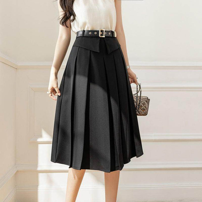 Women Hip-covering Mid-length Pleated Skirt - Magellan Fashion Shop