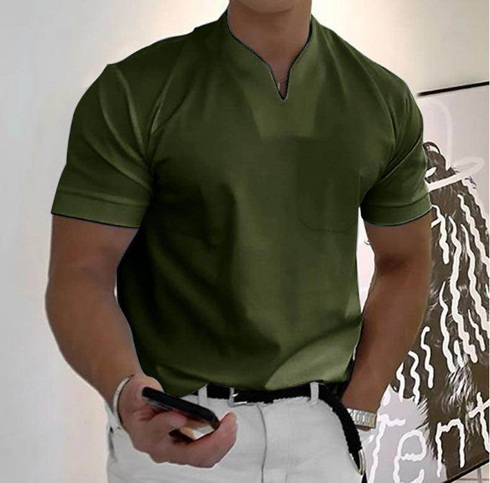 Summer Short Sleeve Shirt Men Fitness Plus Size Sports T-Shirt Elastic Cotton Pocket - Magellan Fashion Shop