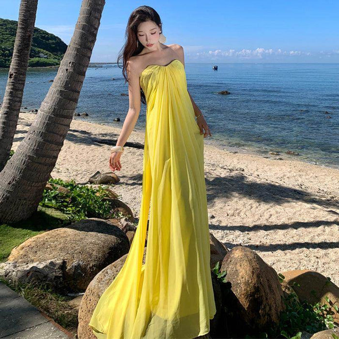 Elegant Chiffon Tube Top Dress - Magellan Fashion Shop
