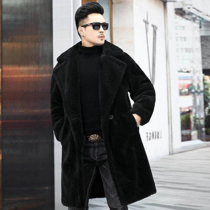 Men's Winter New Thickened Cashmere Long Warm Fur Coat - Magellan Fashion Shop