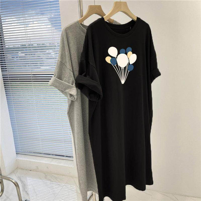 Loose Plus Size Mid-length Printed Dress - Magellan Fashion Shop