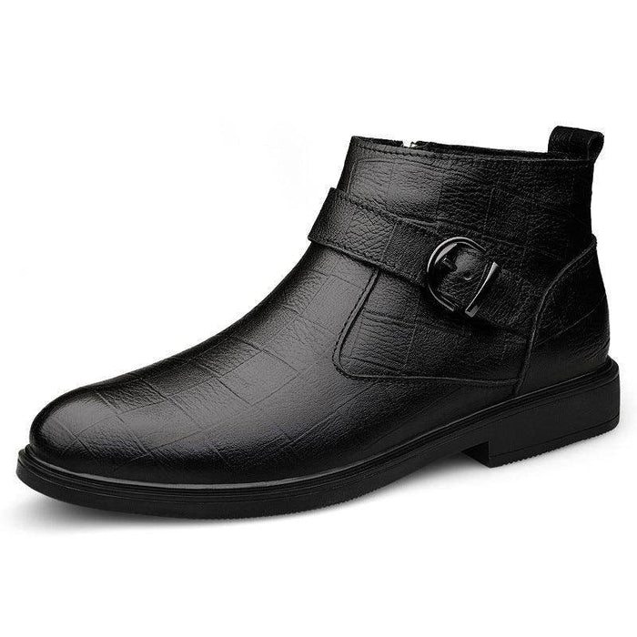 Cowhide And Velvet Warm Leisure Plus Size Leather Boots - Magellan Fashion Shop