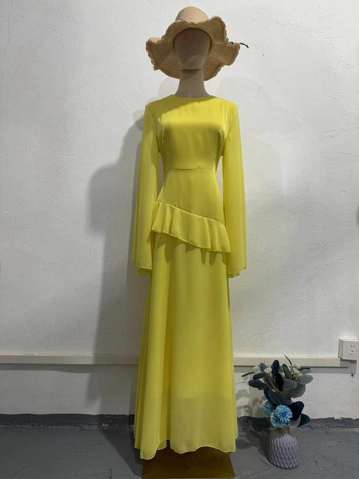 Flared Sleeves Long Sleeves Ruffled Dress - Magellan Fashion Shop