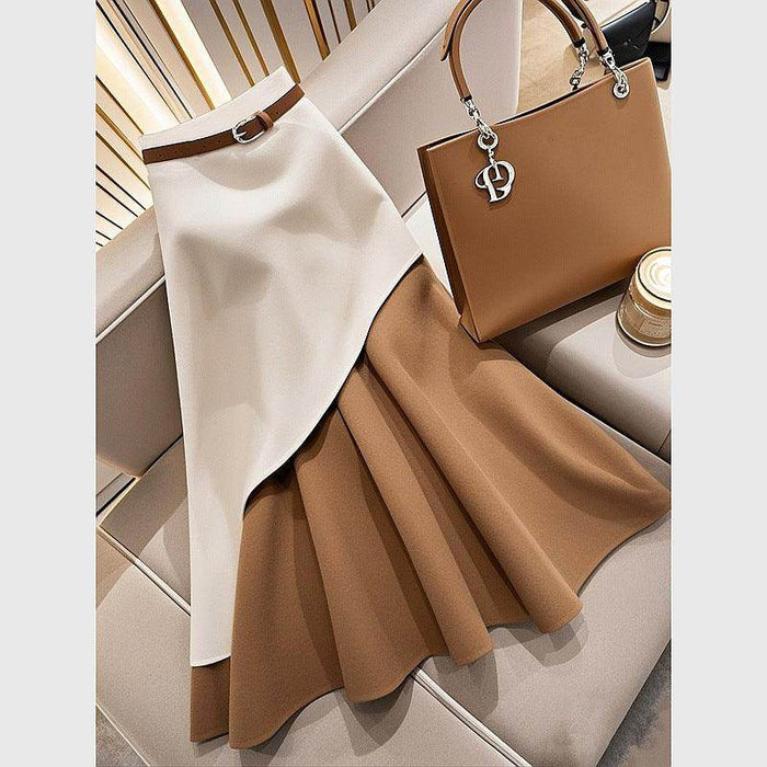 Women's Winter Brown Contrast Skirt - Magellan Fashion Shop