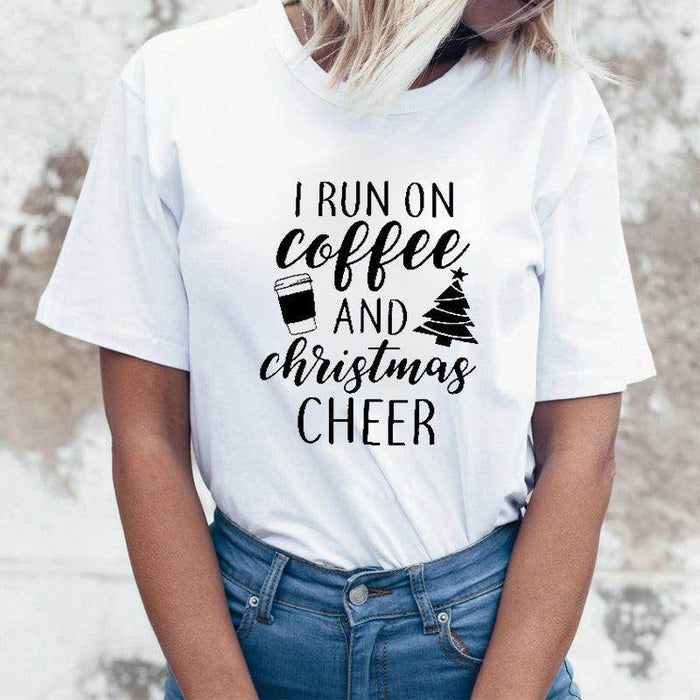 Rock Santa Claus Print Spoof European And American T-shirt - Magellan Fashion Shop