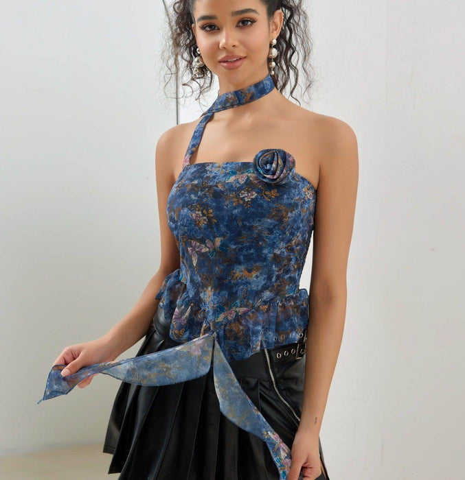 Three-dimensional Flower Tube Top Ruffled Vest - Magellan Fashion Shop
