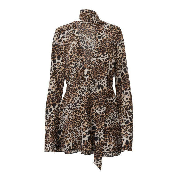 Fashion Women's Wear Vintage Leopard Print Deep V Dress - Magellan Fashion Shop