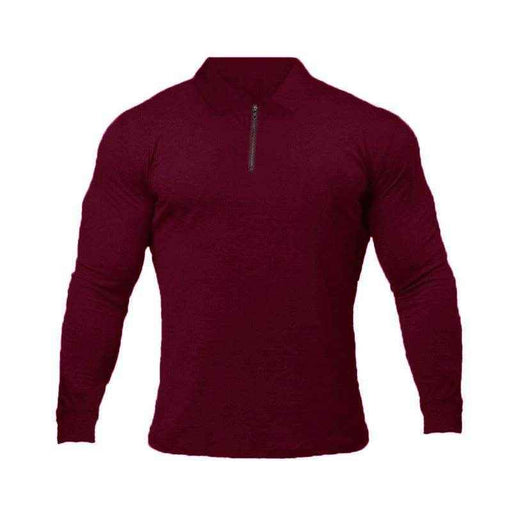 Men's fitness sports long-sleeved plain polo shirt for spring and autumn