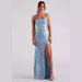 Off-neck Sequined Floor-length Evening Elegant Slit Banquet Party Dress - Magellan Fashion Shop