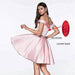 Short Beaded Satin A- Line Evening Gown Ball Gown - Magellan Fashion Shop