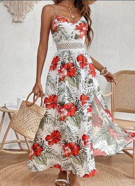 Spring Summer Chic Maxi Dress - Adjustable Spaghetti Straps - Magellan Fashion Shop