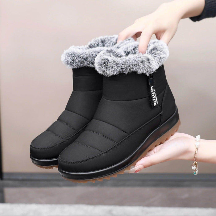 Winter Snow Boot With Side Zipper Fashion Warm Plush Ankle Boots Women's Fleece Short Shoes - Magellan Fashion Shop