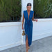 Solid Color Lace High Waist V-neck Dress - Magellan Fashion Shop