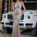 Fashion Velvet Halter Sheath Hollow-out Banquet Evening Dress - Magellan Fashion Shop