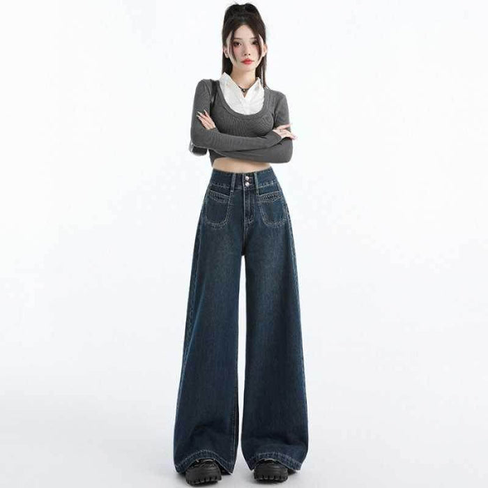 Draping Mop All-matching Straight Jeans For Women - Magellan Fashion Shop