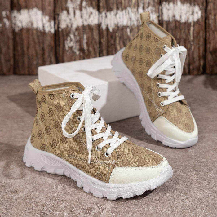 Rose-printed Lace-up Boots Fashion Breathable Canvas Shoes - Magellan Fashion Shop