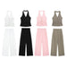 Pleated Wide Leg Pants Backless Hanging Collar Vest - Magellan Fashion Shop