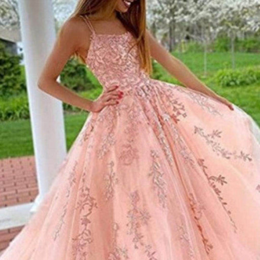 Camisole Ball Gown Long Tulle Lace Party Evening Gown - Magellan Fashion Shop