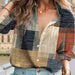 Color Block Button Print Long Sleeve Casual - Magellan Fashion Shop