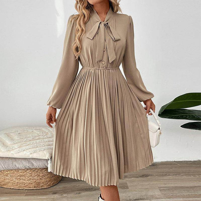Bow Collar Lace-up Buckle Dress - Magellan Fashion Shop