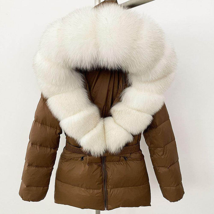Short Women's Thickened Slim Fit Waist-tight Fur Down Jacket - Magellan Fashion Shop