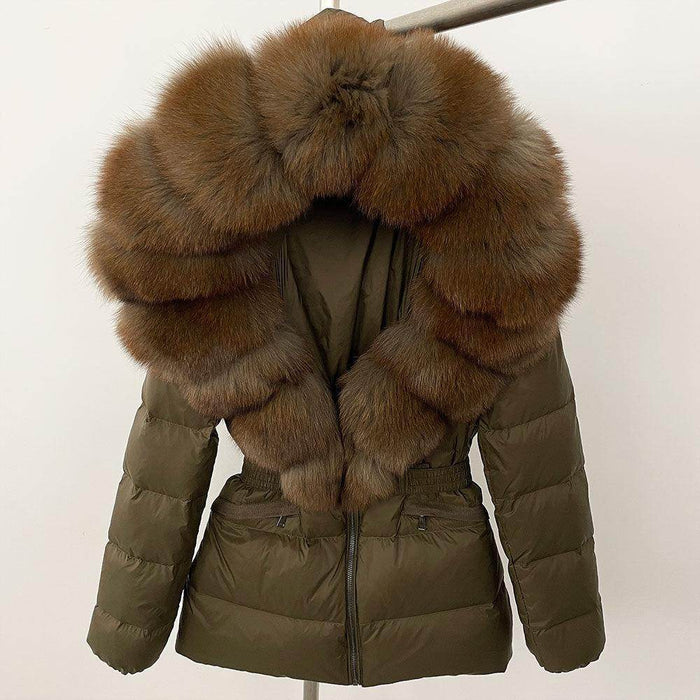 Short Women's Thickened Slim Fit Waist-tight Fur Down Jacket - Magellan Fashion Shop