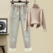 Women's Sweater Down Cotton Jacket Casual Pants Set - Magellan Fashion Shop