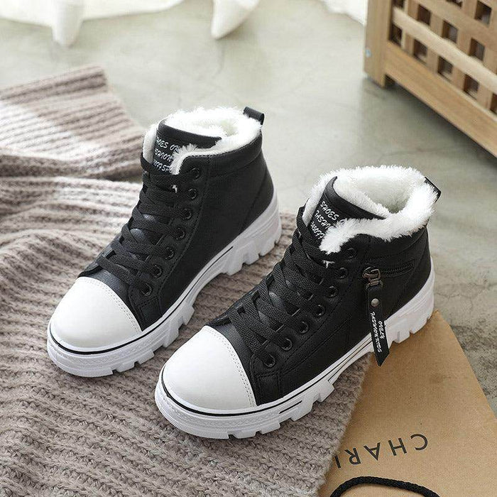 Warm High-top Leather Two Cotton Winter Shoes - Magellan Fashion Shop