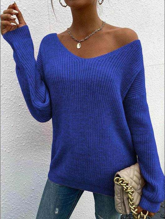 Y2k Clothes V-neck Sweater Ladies Winter Backless Streetwear - Magellan Fashion Shop