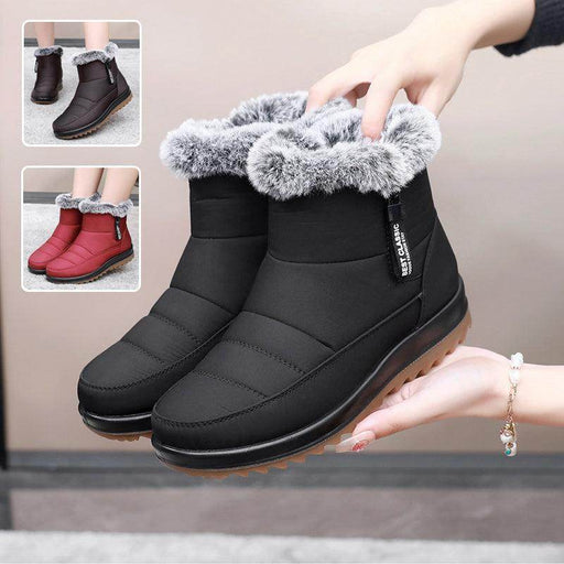 Winter Snow Boot With Side Zipper Fashion Warm Plush Ankle Boots Women's Fleece Short Shoes - Magellan Fashion Shop