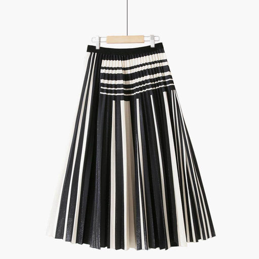 Simple Houndstooth Solid Color Stitching Contrast Color Pleated Skirt - Magellan Fashion Shop