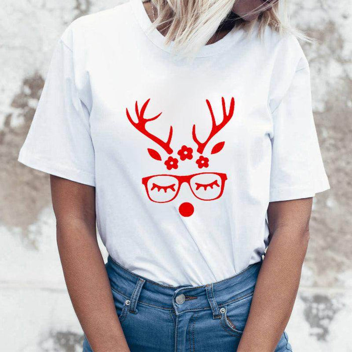 Rock Santa Claus Print Spoof European And American T-shirt - Magellan Fashion Shop