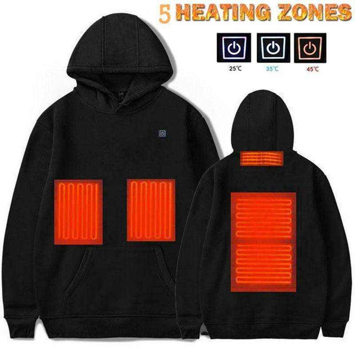 New Outdoor Electric USB Heating Sweaters Hoodies Men Winter Warm Heated Clothes Charging Heat Jacket Sportswear - Magellan Fashion Shop