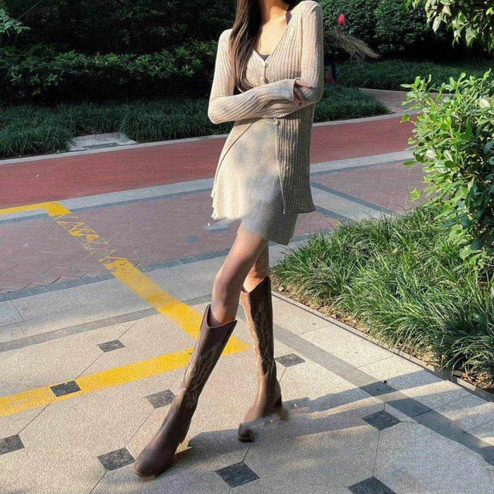 Retro Chunky Heel Embroidery Western Cowboy Boot Women - Magellan Fashion Shop