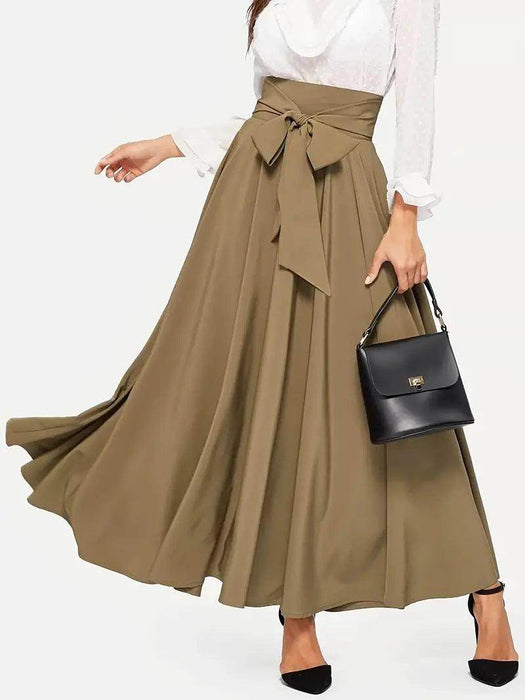 High Waist Slimming Front Lace-up A- Line Dress - Magellan Fashion Shop