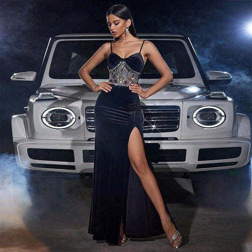 Sequin Embroider Velvet Party Evening Dress - Magellan Fashion Shop