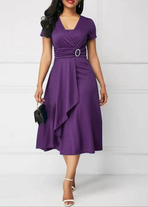 Independent Station Fashion Elegant Asymmetry Large Skirt V-neck Dress Party Evening Dress - Magellan Fashion Shop