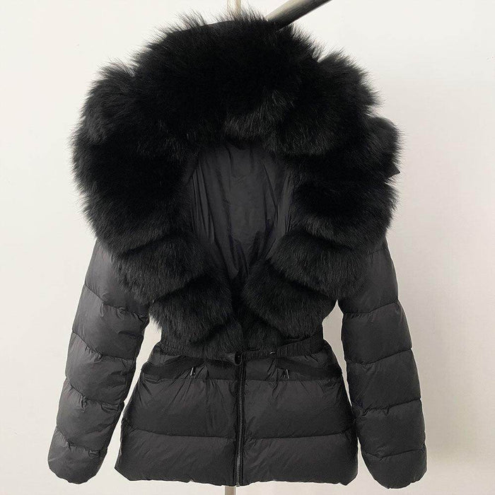 Short Women's Thickened Slim Fit Waist-tight Fur Down Jacket - Magellan Fashion Shop